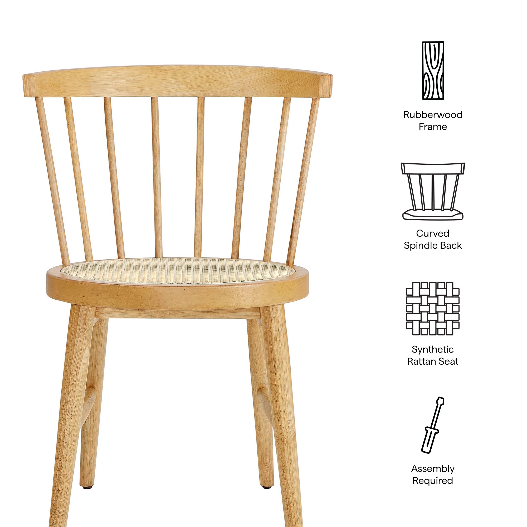 Lykke Curved Spindle Back Dining Chairs Set of 2 by Modway