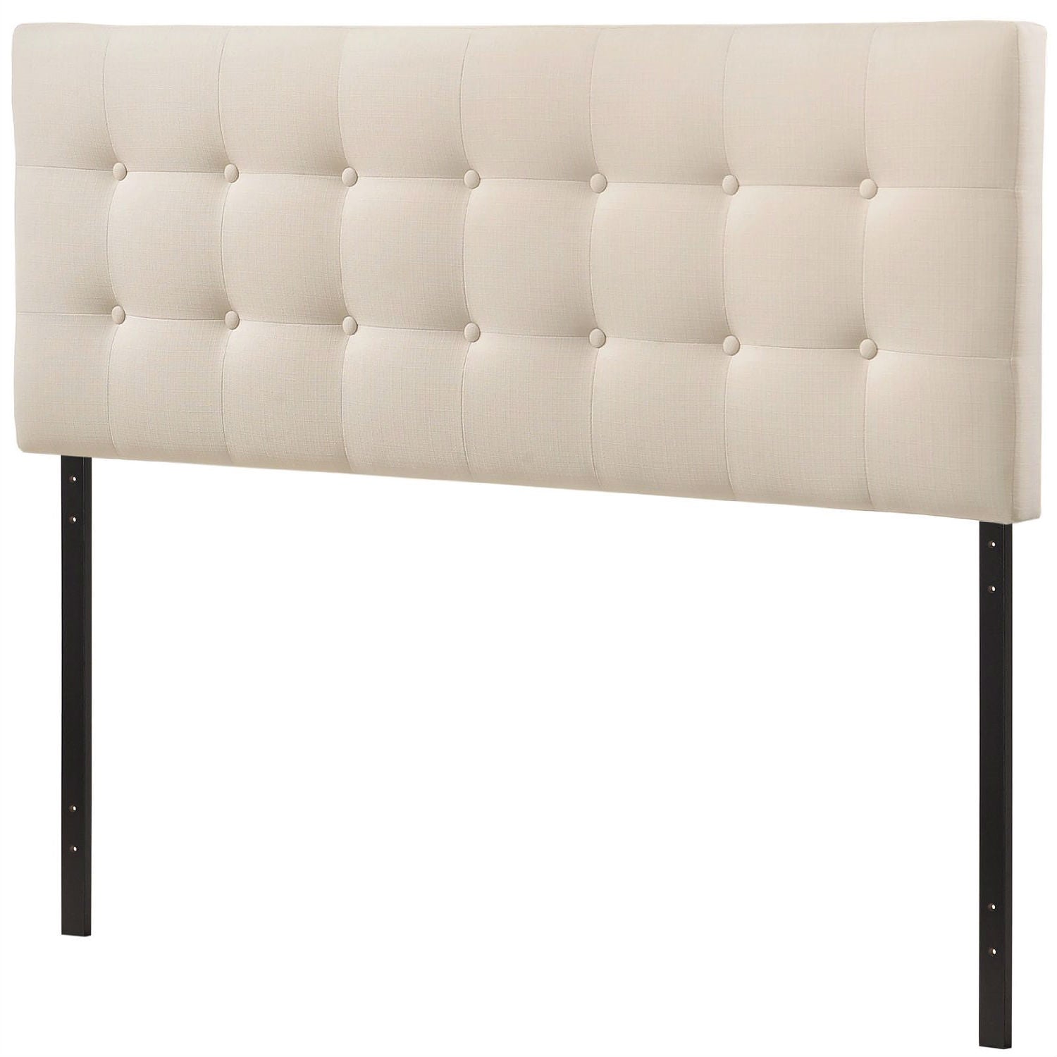 Full size Ivory Fabric Upholstered Button-Tufted Headboard-0