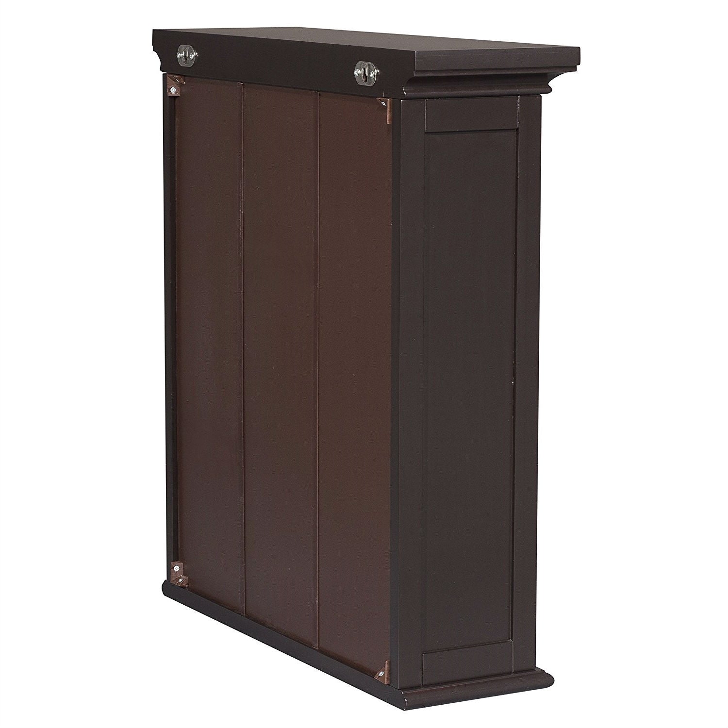 Dark Espresso 2-Door Bathroom Wall Cabinet with Open Shelf-2