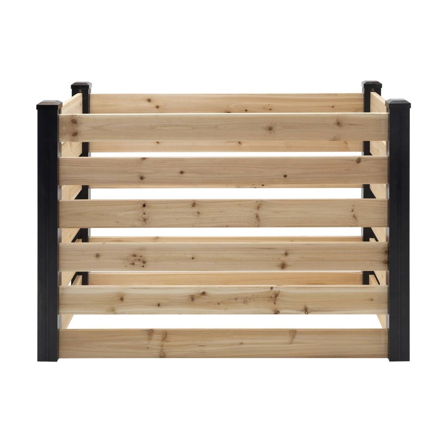 120 Gallon Outdoor Cedar Wooden Compost Bin in Natural Black Wood Finish-0