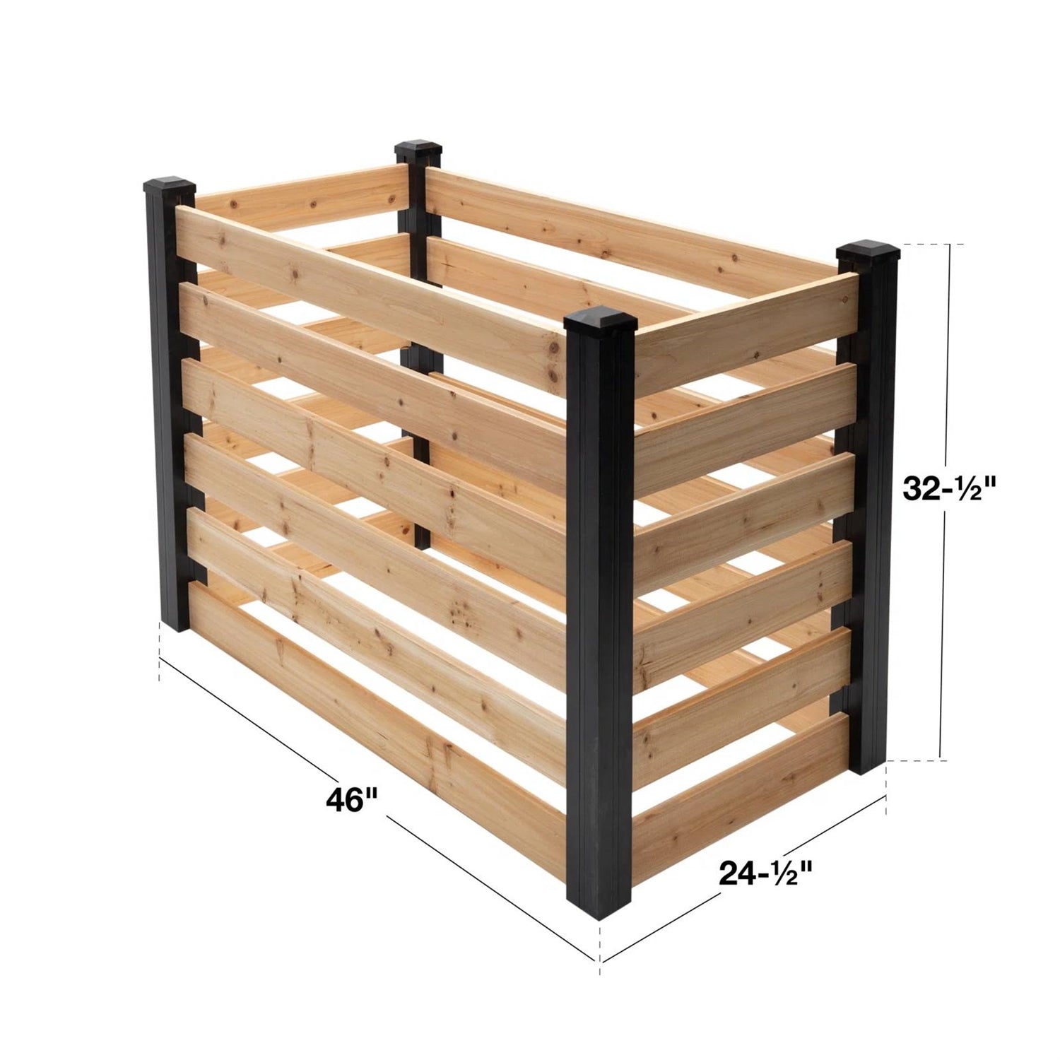 120 Gallon Outdoor Cedar Wooden Compost Bin in Natural Black Wood Finish-4