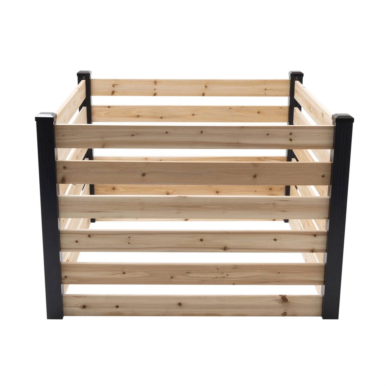 244 Gallon Outdoor Cedar Wooden Compost Bin in Natural Black Wood Finish-0