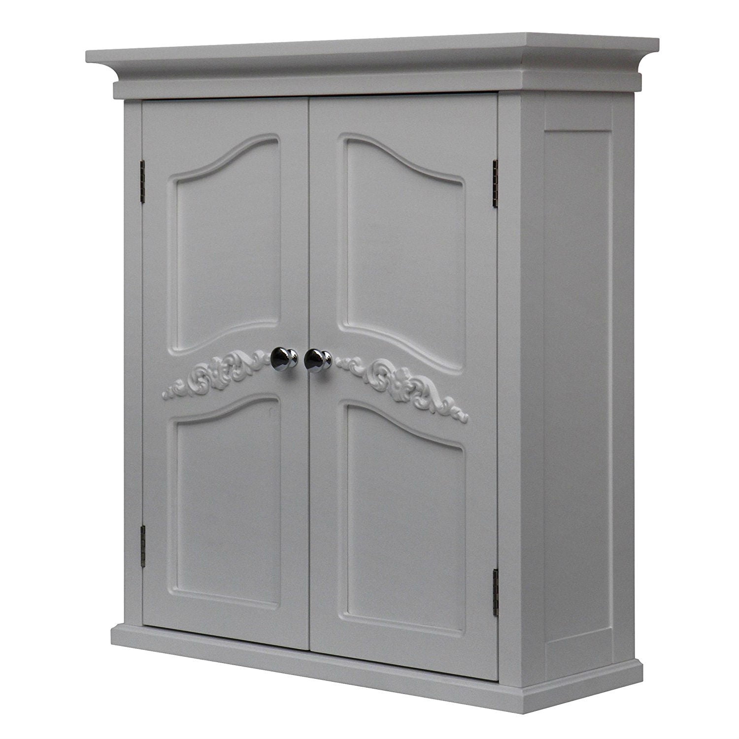 French Classic Style 2 Door Bathroom Wall Cabinet in White-1