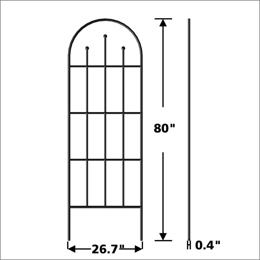 Outdoor 80-inch Tall Garden Trellis in Black Powder Coated Steel Finish-3