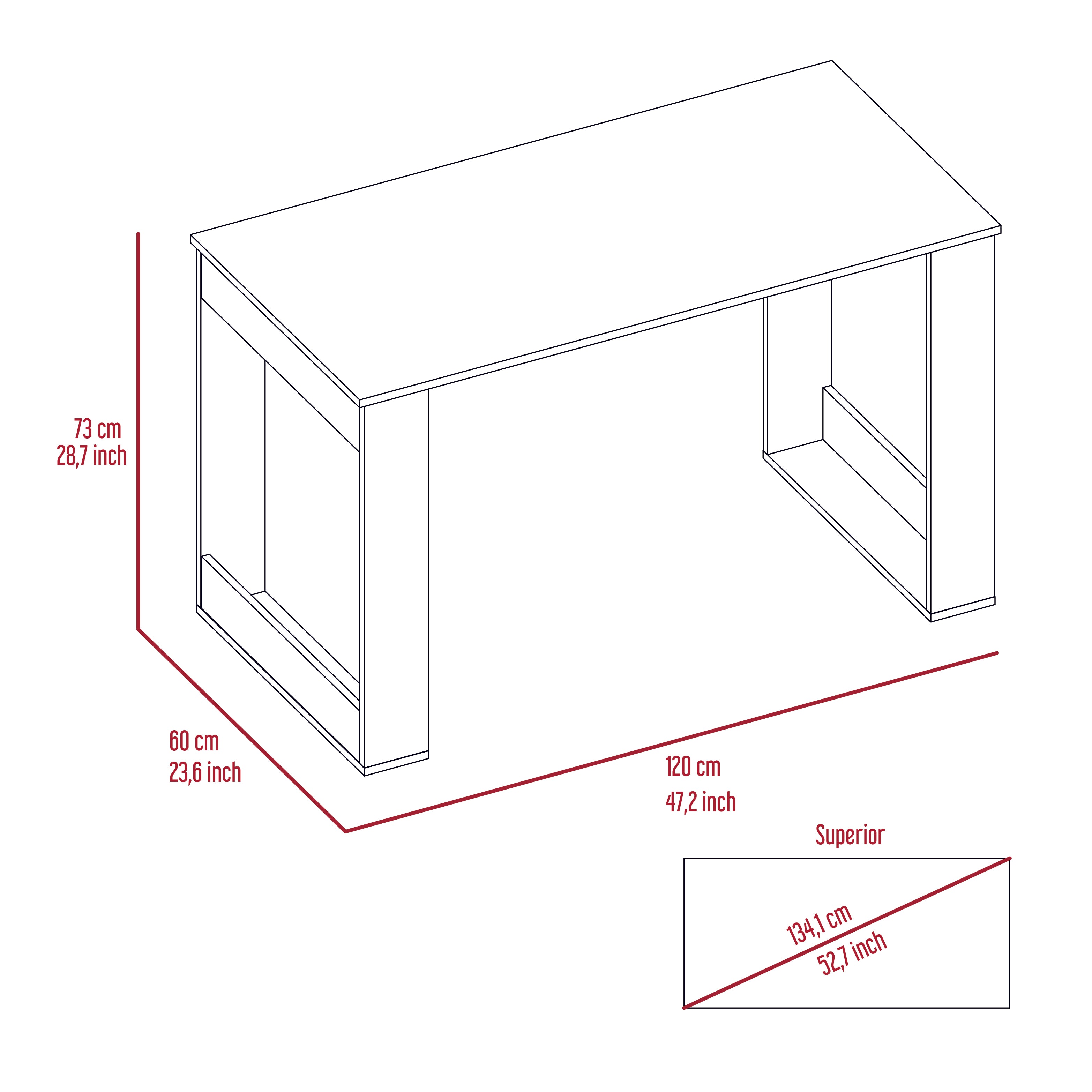 Computer Desk Albion with Ample Worksurface and Legs, Light Oak Finish-3