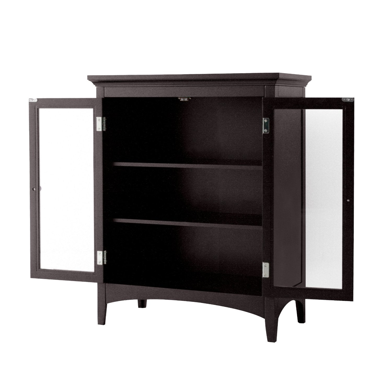 Dark Espresso Freestanding Bathroom Floor Cabinet with Storage Shelves-1