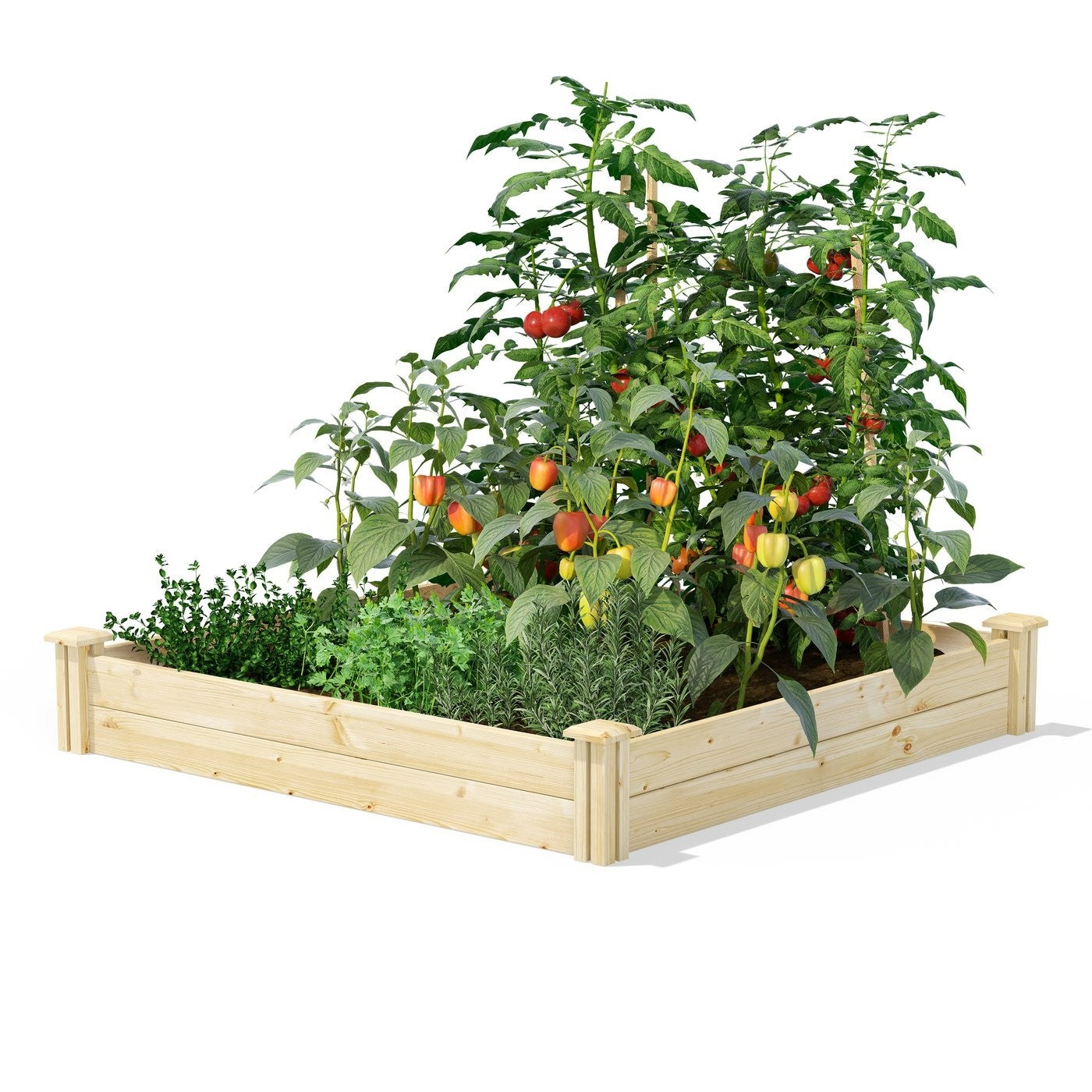 4 ft x 4 ft Pine Wood Raised Garden Bed - Made in USA-0