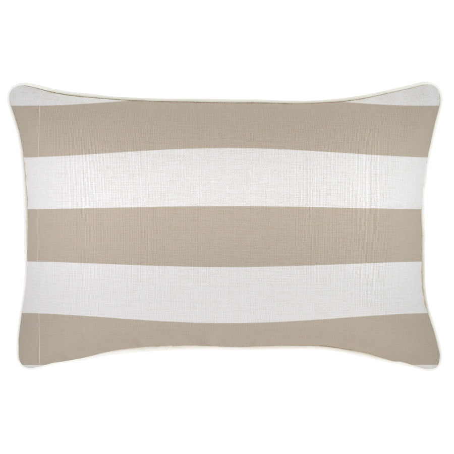 Cushion Cover-With Piping-Deck Stripe Beige-35cm x 50cm-0