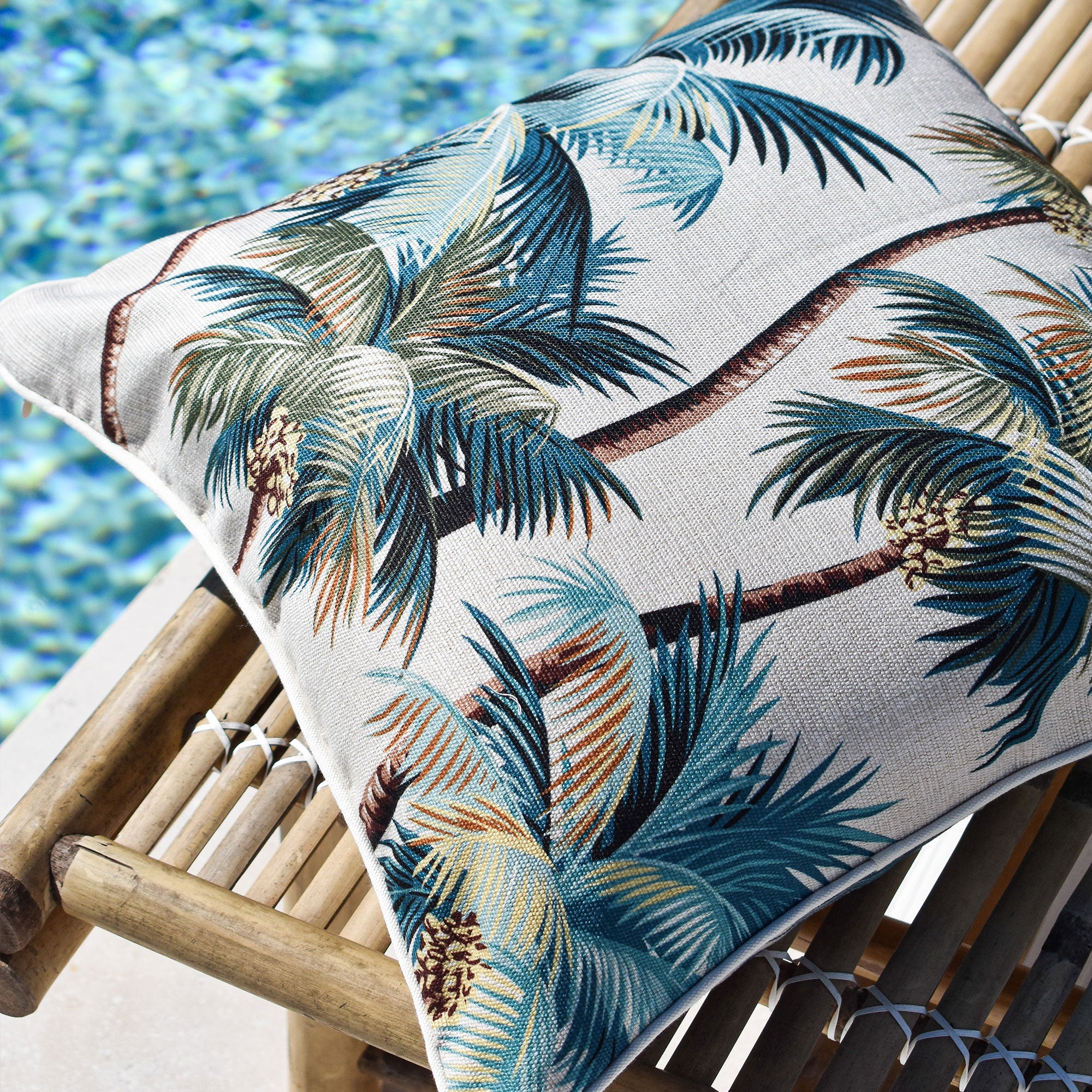 Cushion Cover-With Piping-Palm Trees Natural-45cm x 45cm-2