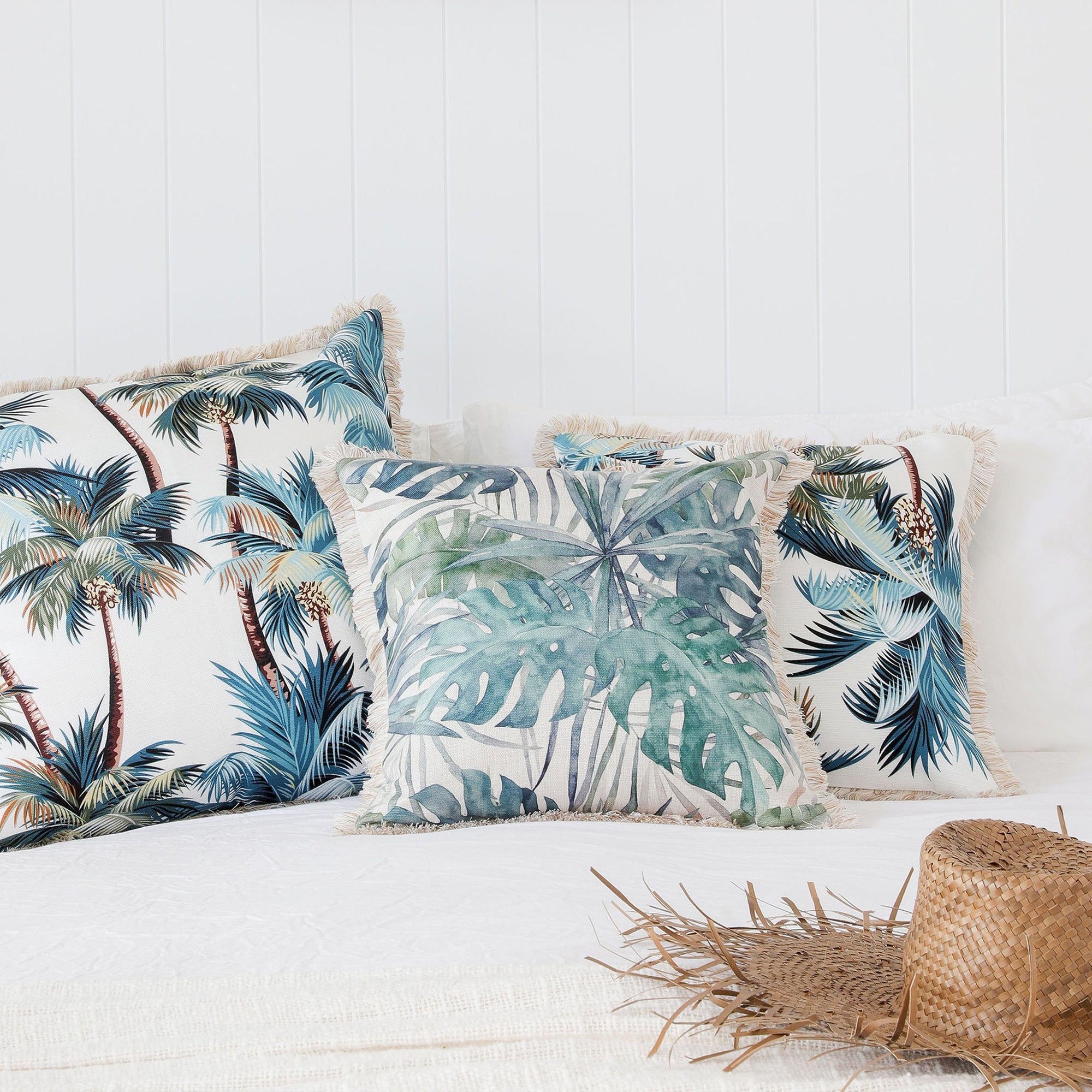 Cushion Cover-Coastal Fringe-Palm Trees White-45cm x 45cm-2