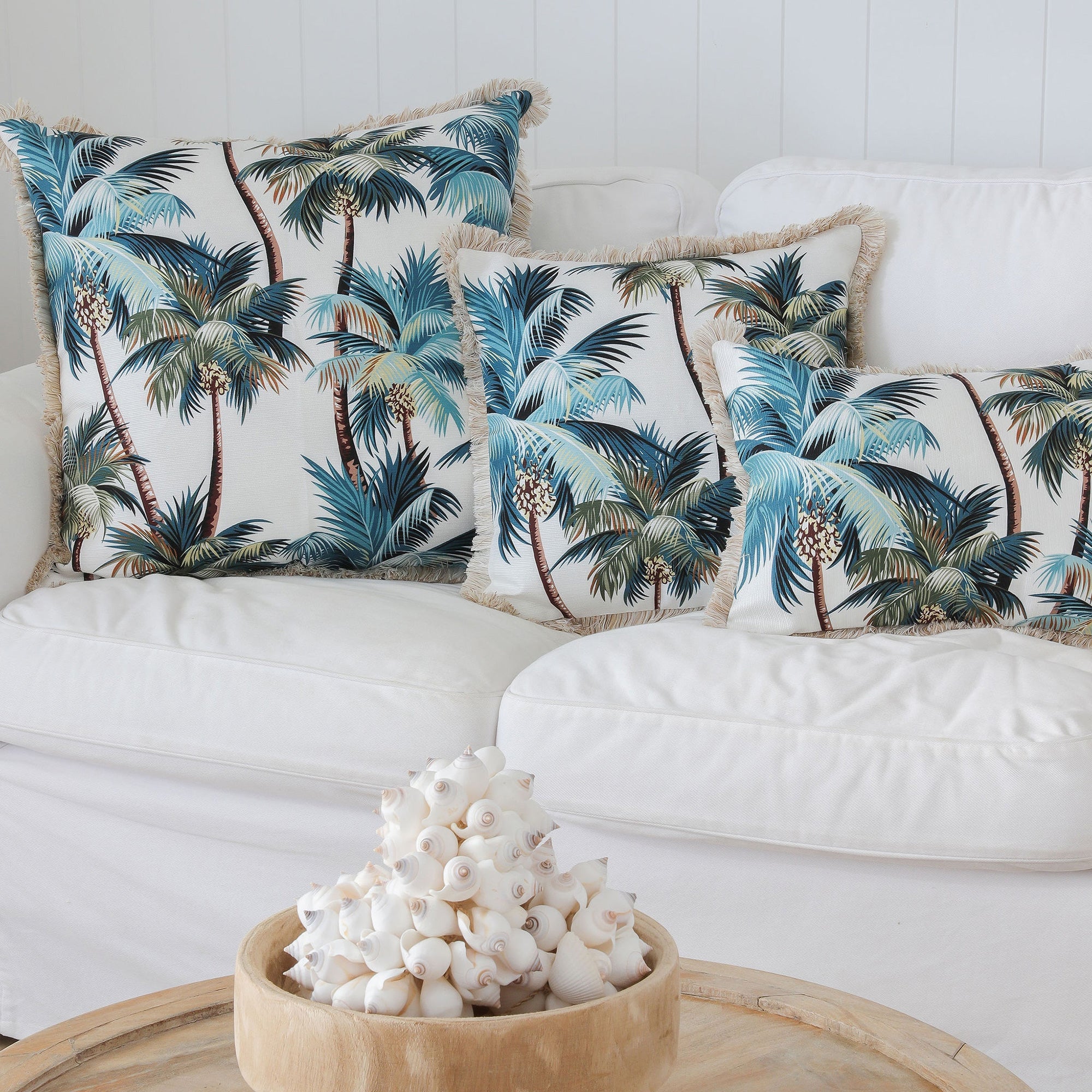 Cushion Cover-Coastal Fringe-Palm Trees White-45cm x 45cm-3