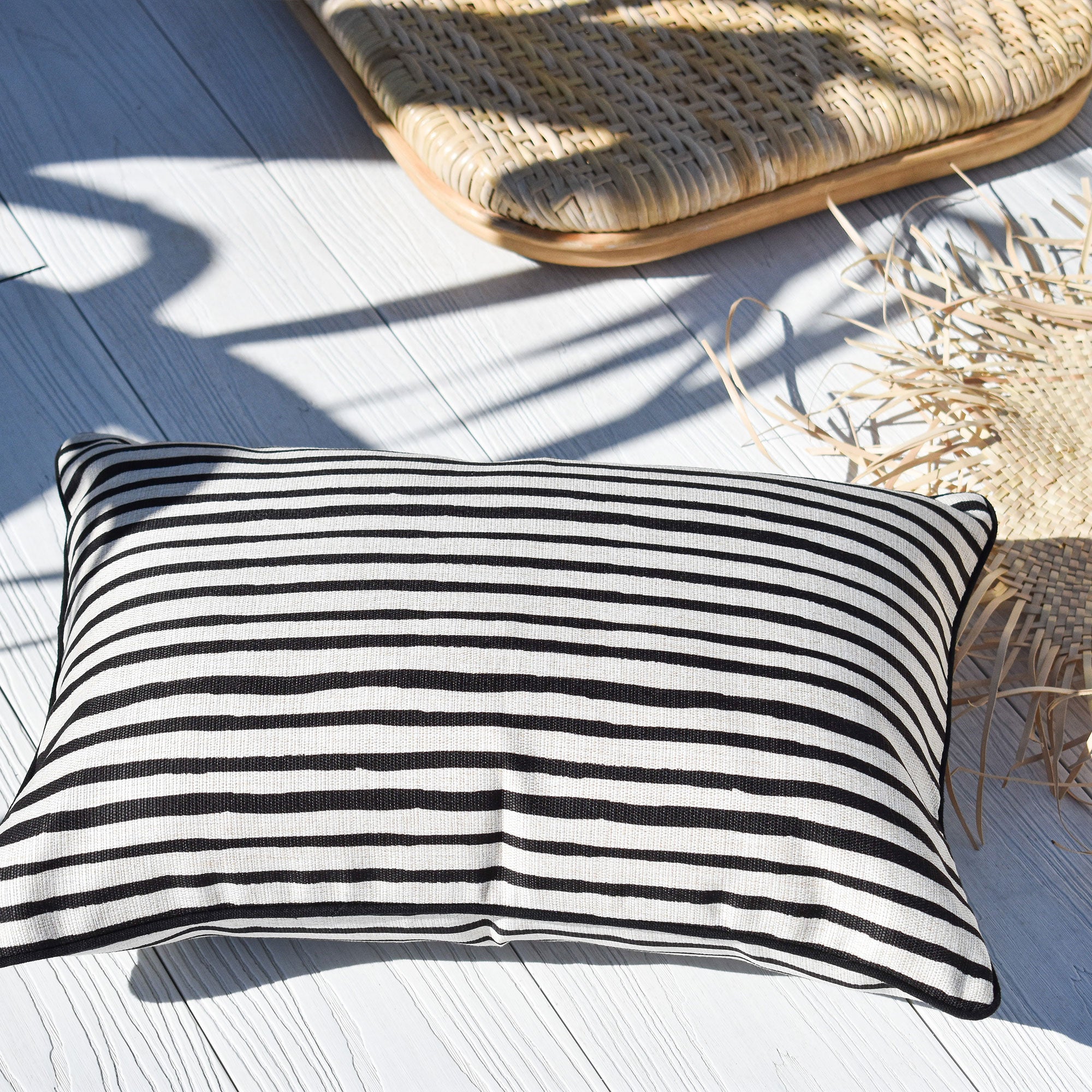 Cushion Cover-With Black Piping-Paint Stripes-35cm x 50cm-1