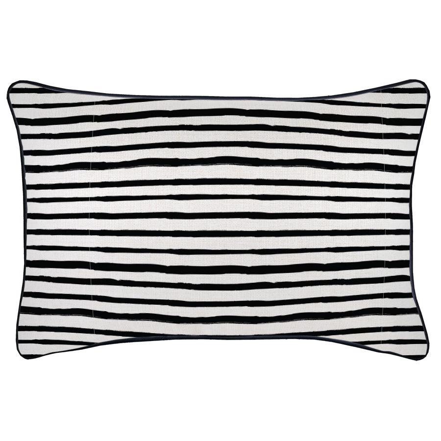 Cushion Cover-With Black Piping-Paint Stripes-35cm x 50cm-0