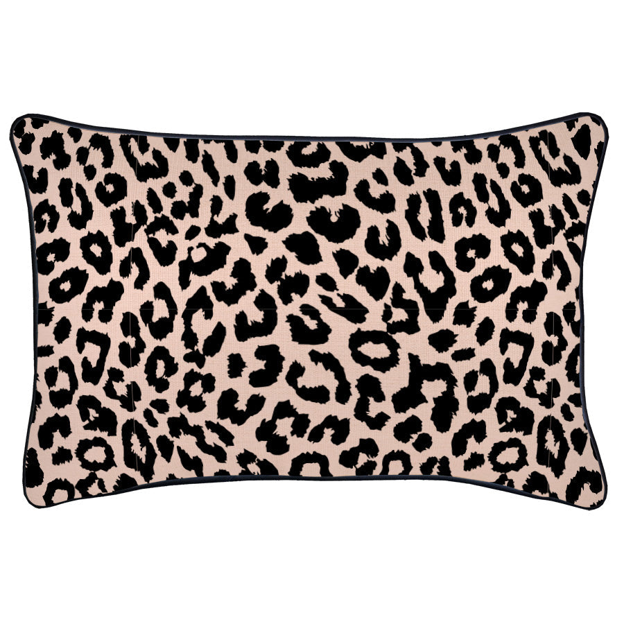 Cushion Cover-With Black Piping-Jungle Peach-35cm x 50cm-0