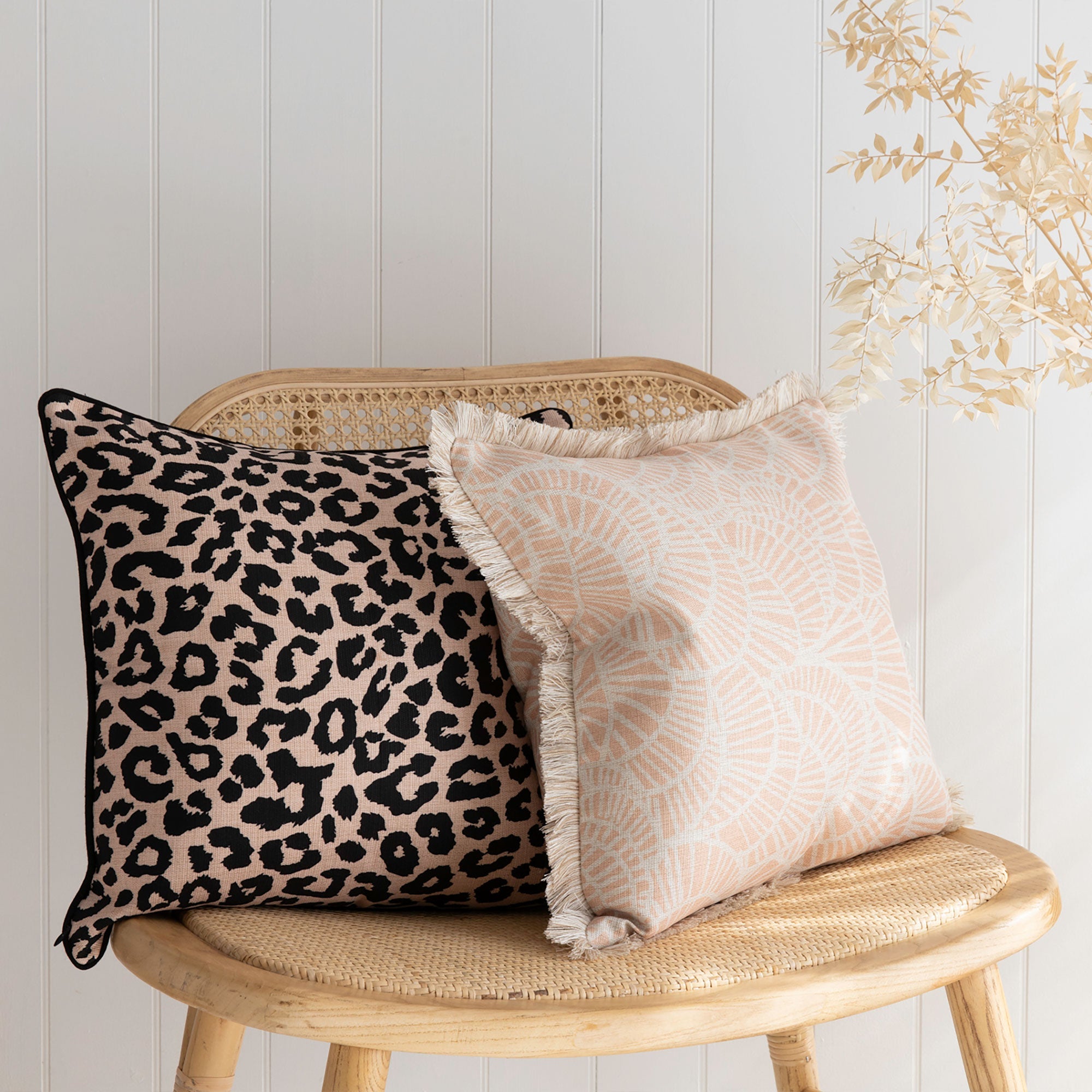 Cushion Cover-With Black Piping-Jungle Peach-45cm x 45cm-1