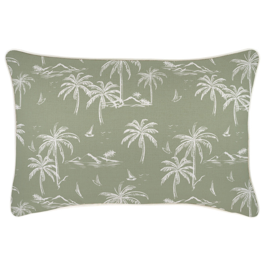 Cushion Cover-With Piping-Postcards Sage-35cm x 50cm-0