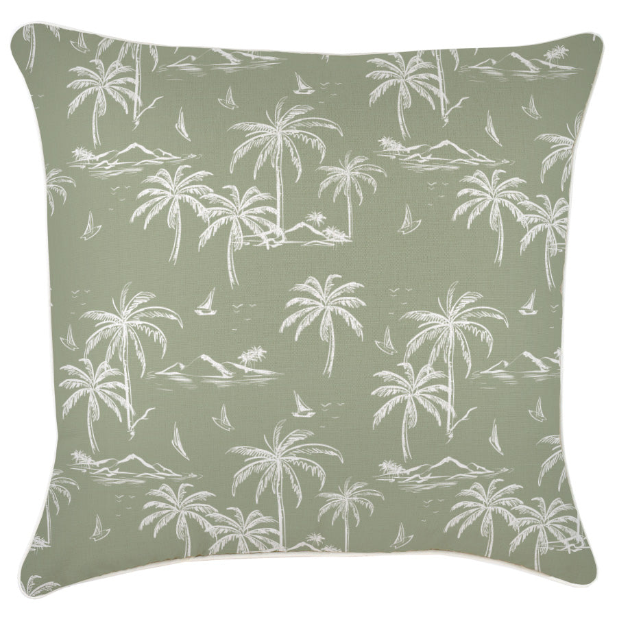 Cushion Cover-With Piping-Postcards Sage-60cm x 60cm-0