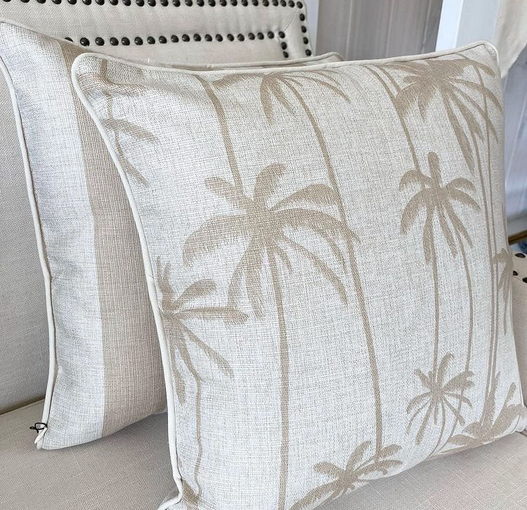 Cushion Cover-With Piping-Tall Palms Beige-45cm x 45cm-2