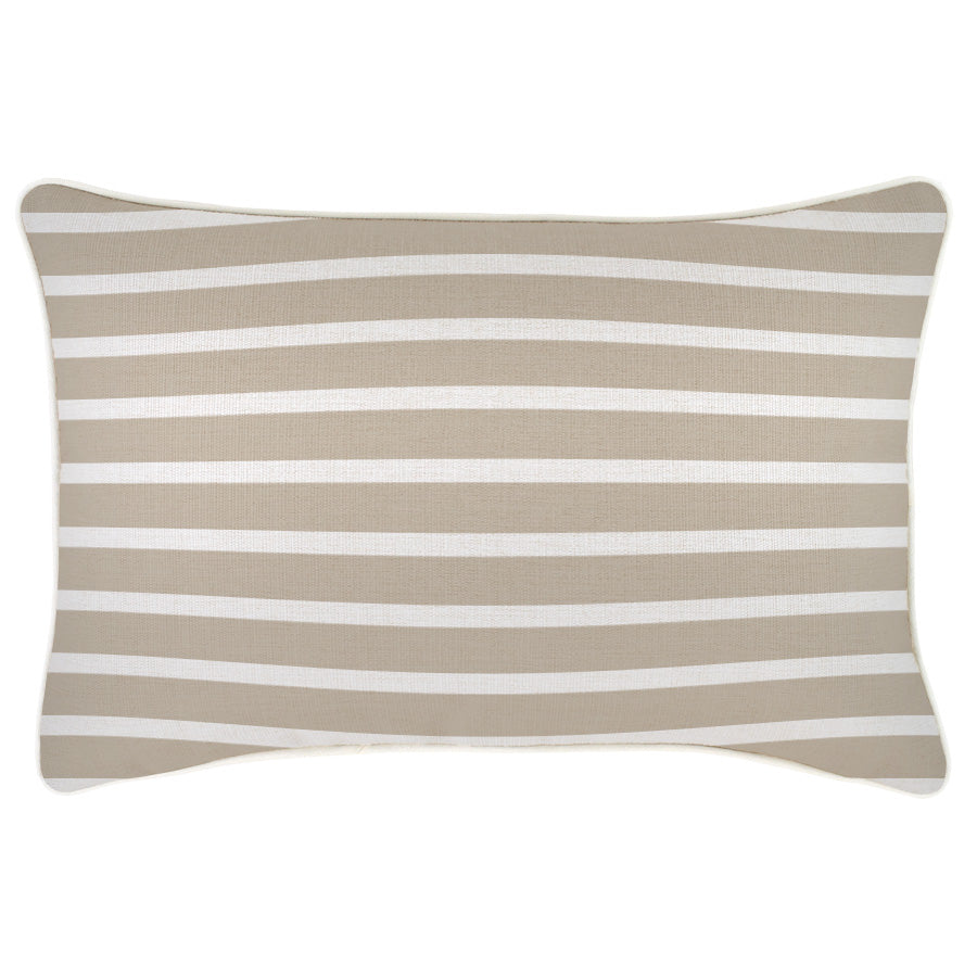 Cushion Cover-With Piping-Hampton Stripe Beige-35cm x 50cm-0