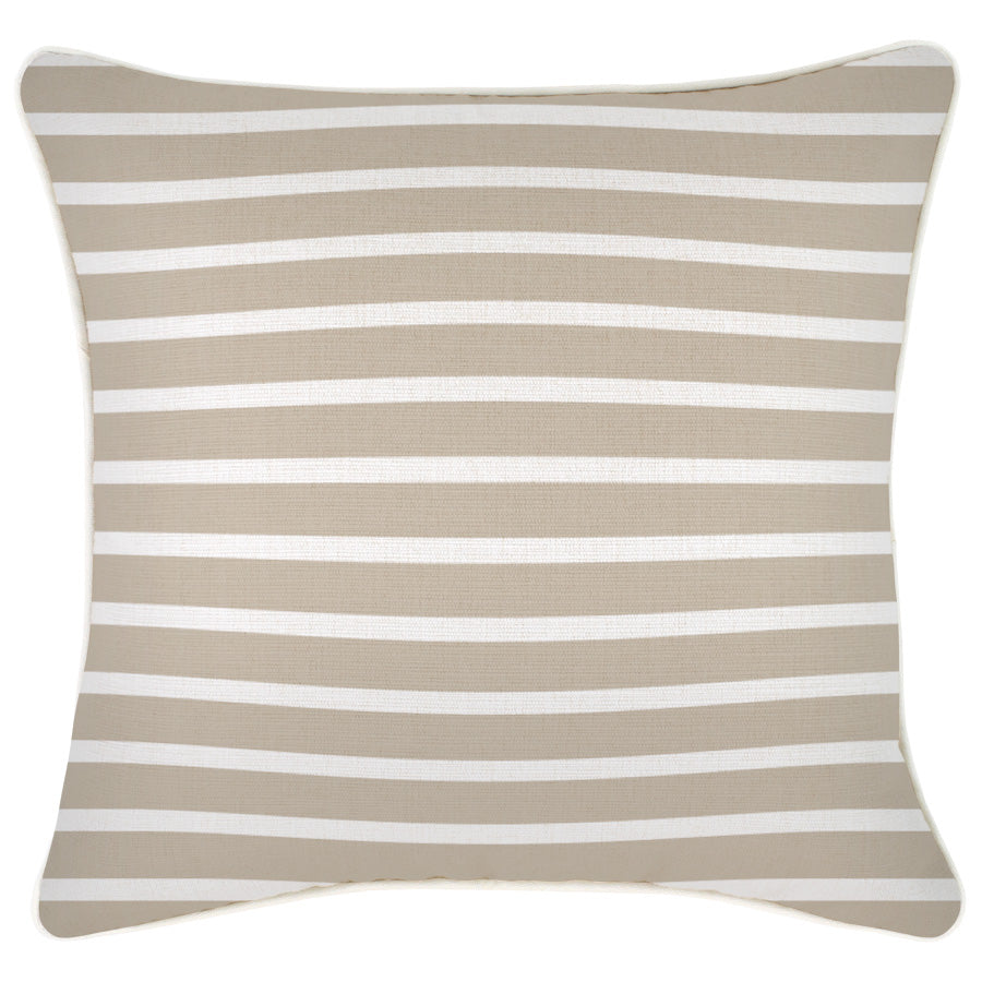 Cushion Cover-With Piping-Hampton Stripe Beige-45cm x 45cm-0