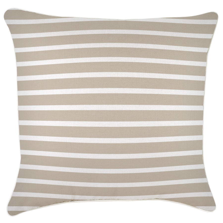 Cushion Cover-With Piping-Hampton Stripe Beige-60cm x 60cm-0