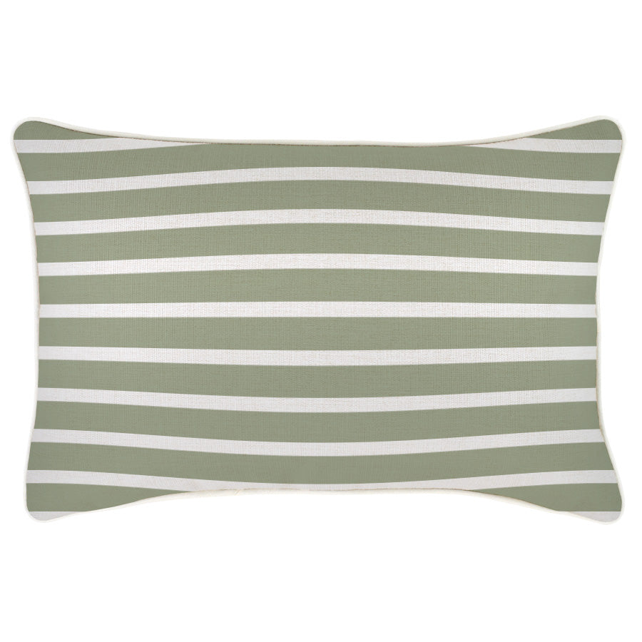 Cushion Cover-With Piping-Hampton Stripe Sage-35cm x 50cm-0