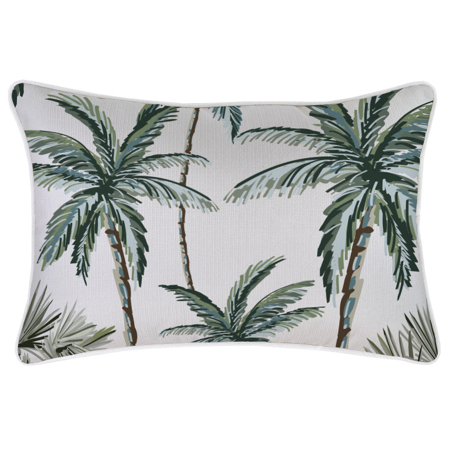 Cushion Cover-With Piping-Palm Tree Paradise White-35cm x 50cm-0