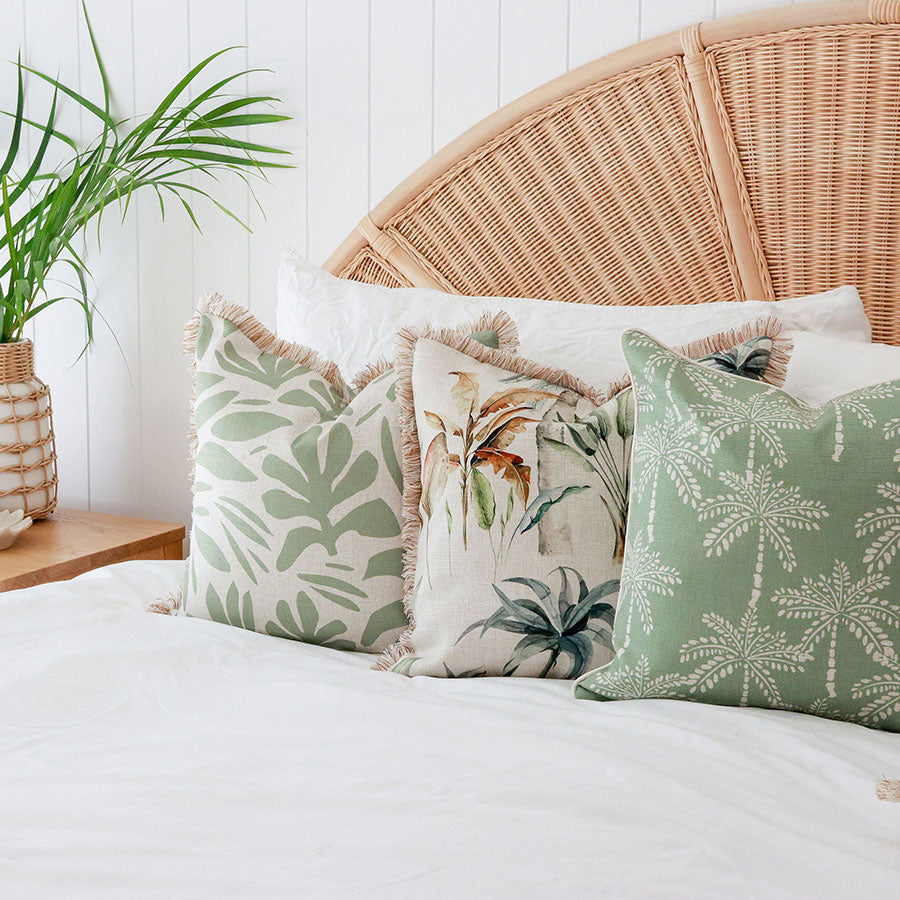 Cushion Cover-With Piping-Cabana Palms Sage-45cm x 45cm-1