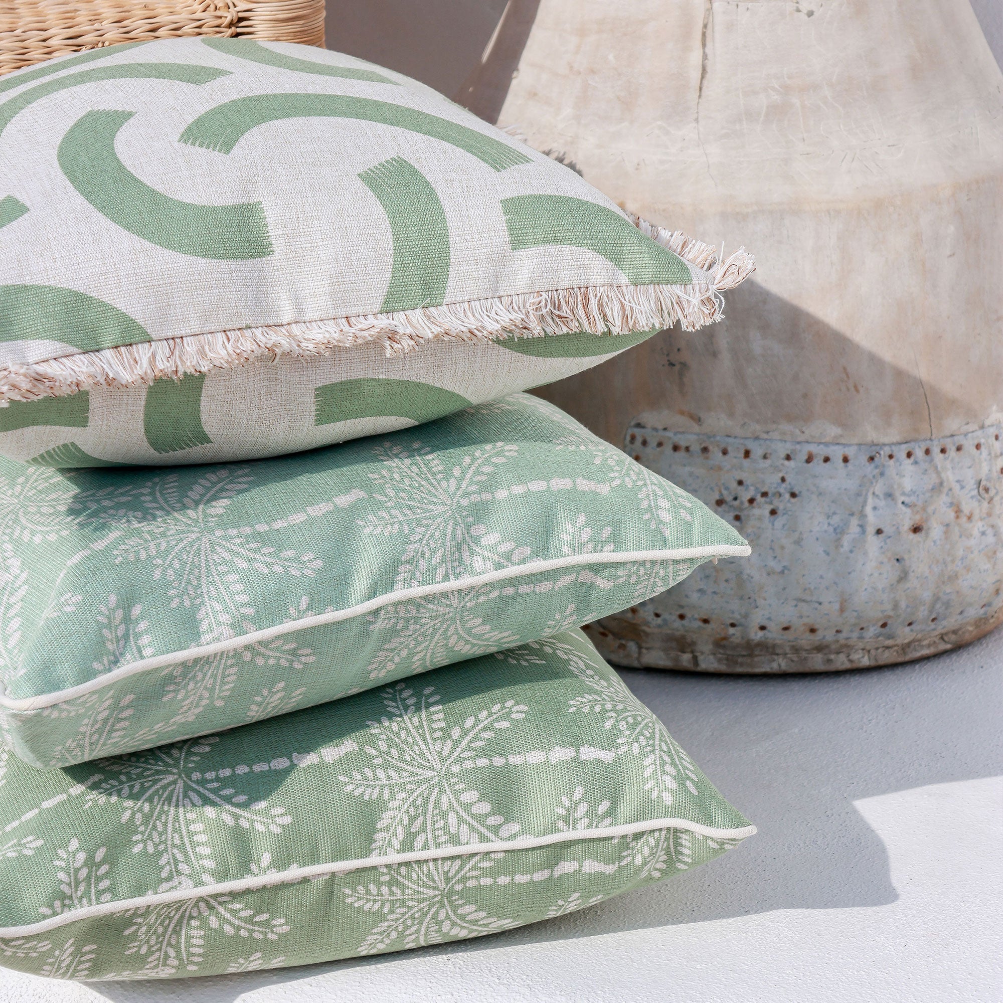 Cushion Cover-With Piping-Cabana Palms Sage-60cm x 60cm-1