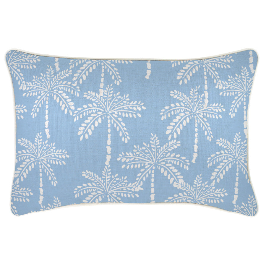 Cushion Cover-With Piping-Cabana Palms Pale Blue-35cm x 50cm-0