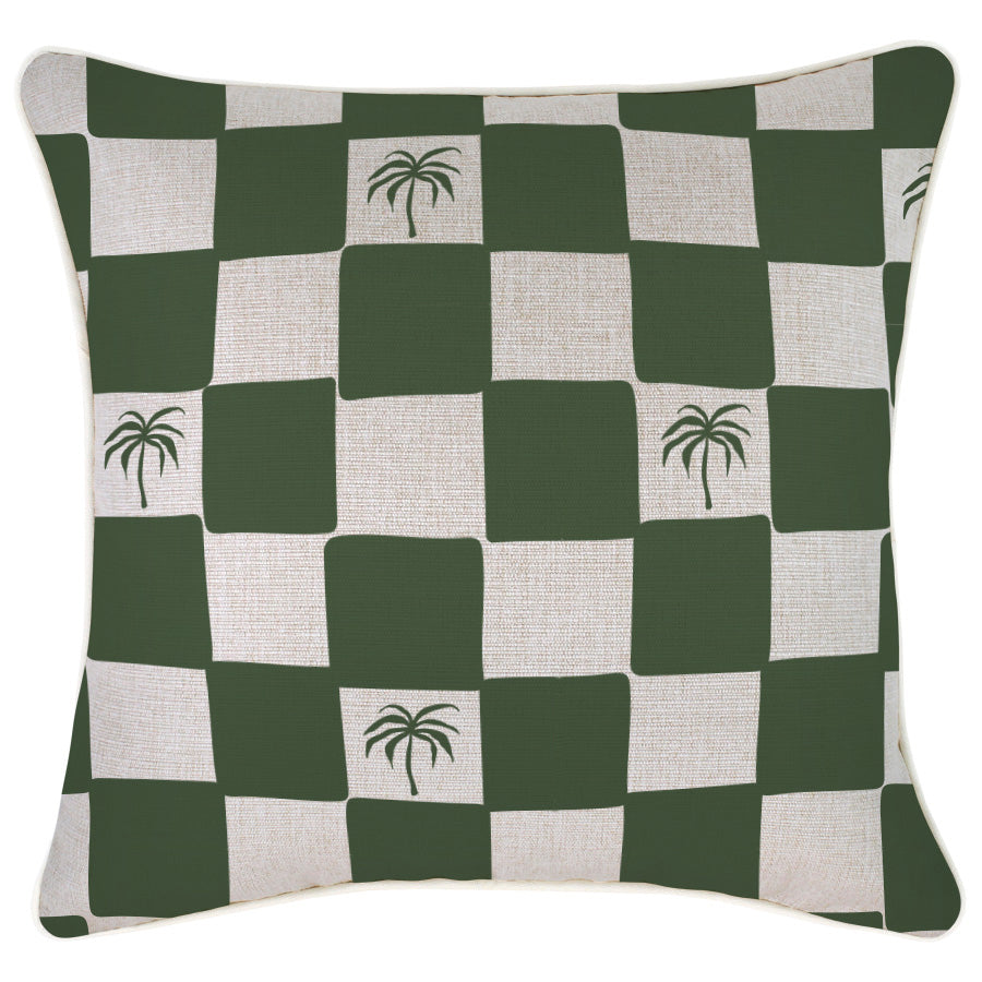 Cushion Cover-With Piping-Check Palm Kale-45cm x 45cm-0