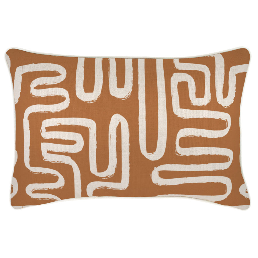 Cushion Cover-With Piping-Maze Rust-35cm x 50cm-0