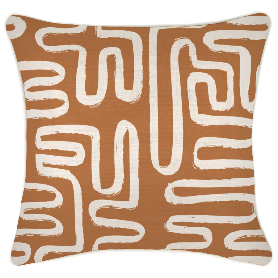 Cushion Cover-With Piping-Maze Rust-45cm x 45cm-0