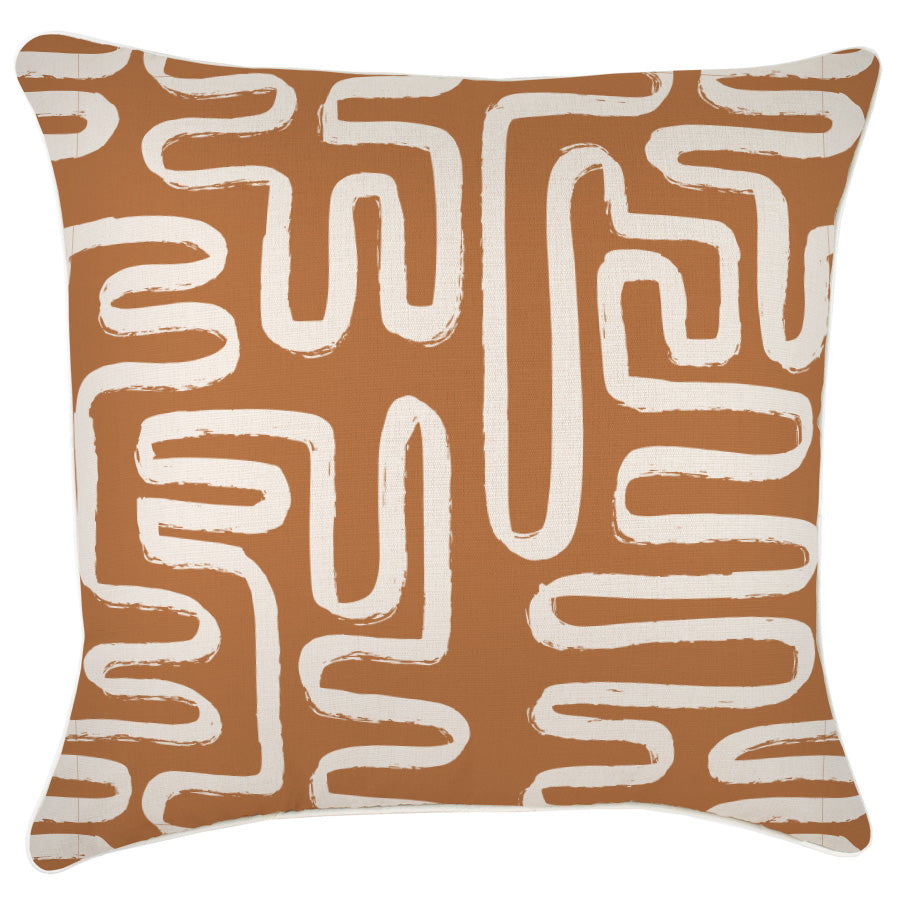 Cushion Cover-With Piping-Maze Rust-60cm x 60cm-0