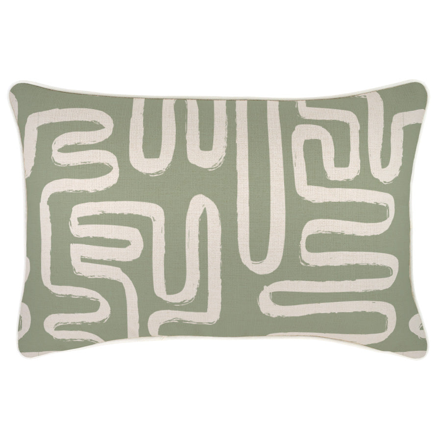 Cushion Cover-With Piping-Maze Sage-35cm x 50cm-0