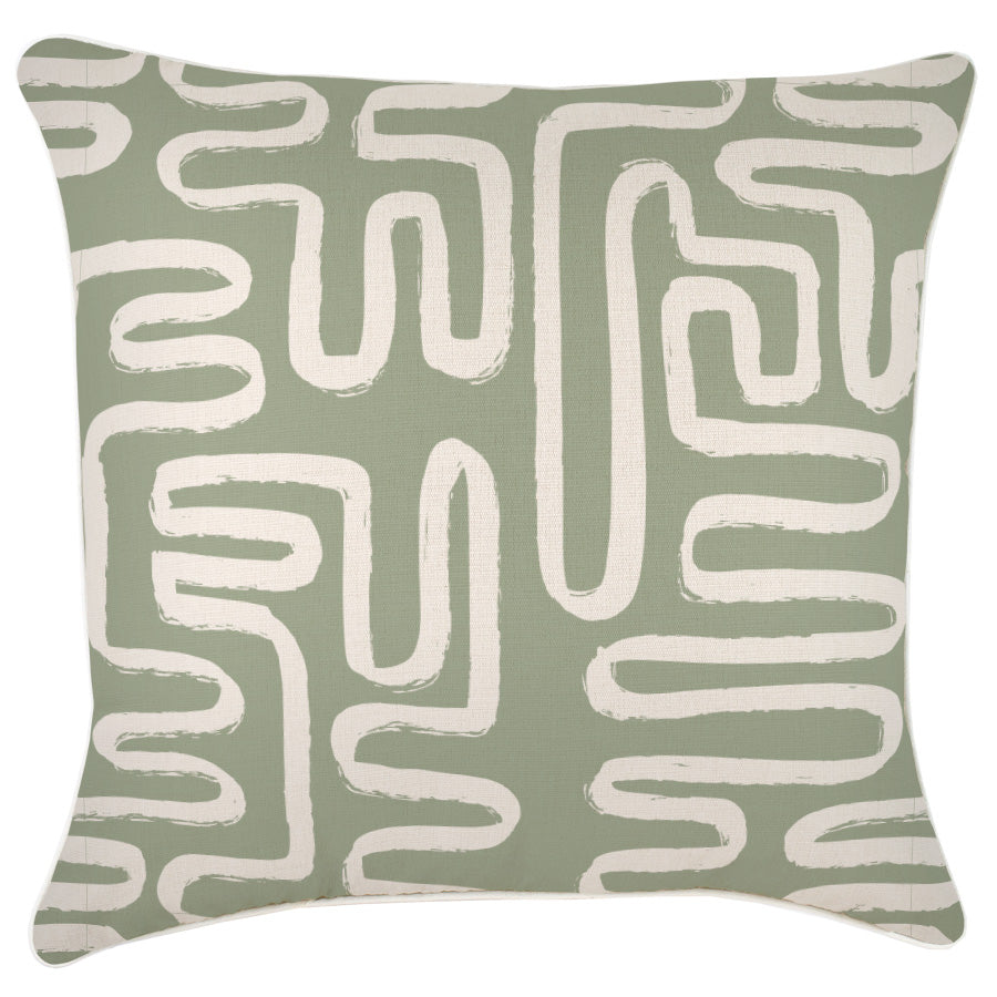 Cushion Cover-With Piping-Maze Sage-60cm x 60cm-0