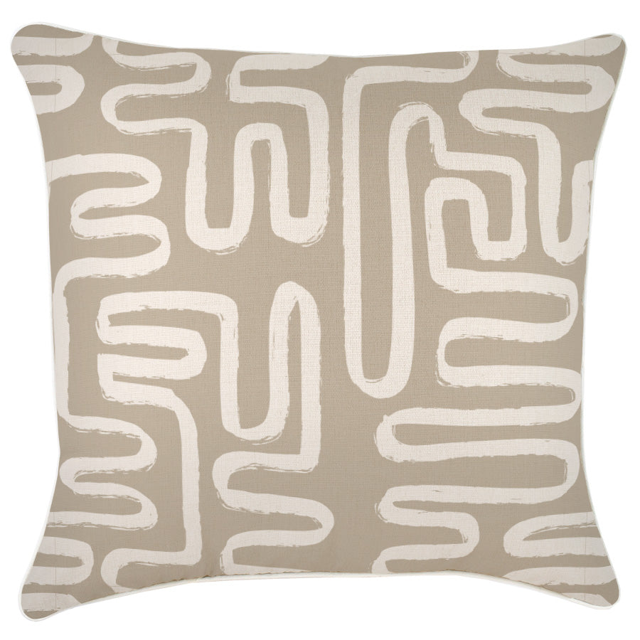 Cushion Cover-With Piping-Maze Taupe-60cm x 60cm-0