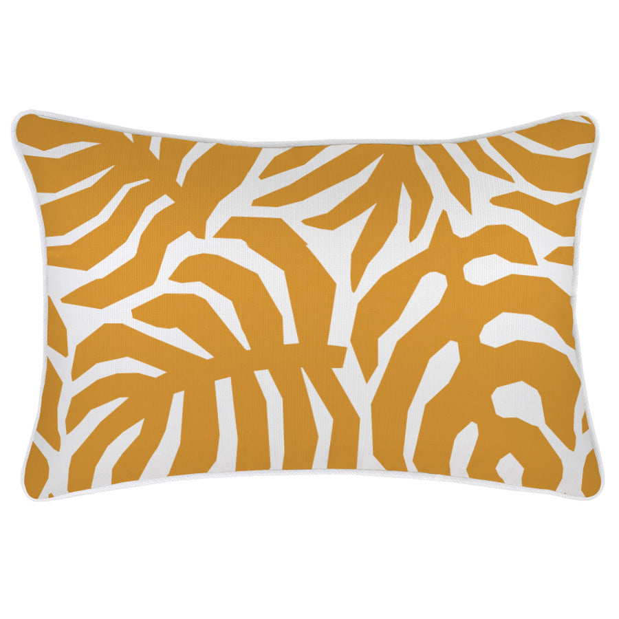 Cushion Cover-With Piping-Casa Palms Gold White-35cm x 50cm-0