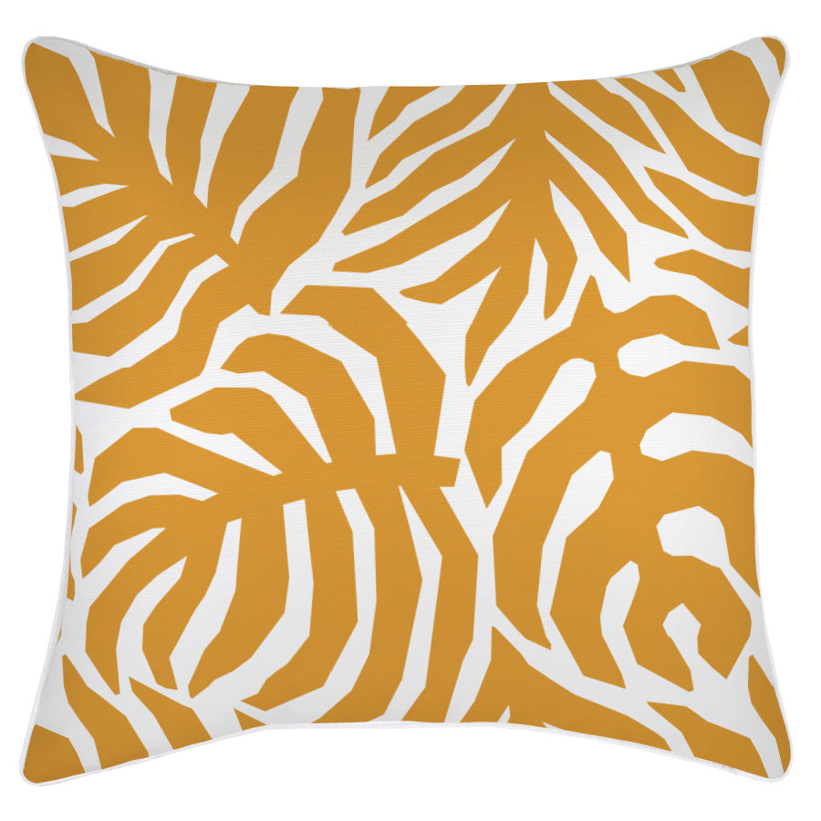 Cushion Cover-With Piping-Casa Palms Gold White-60cm x 60cm-0