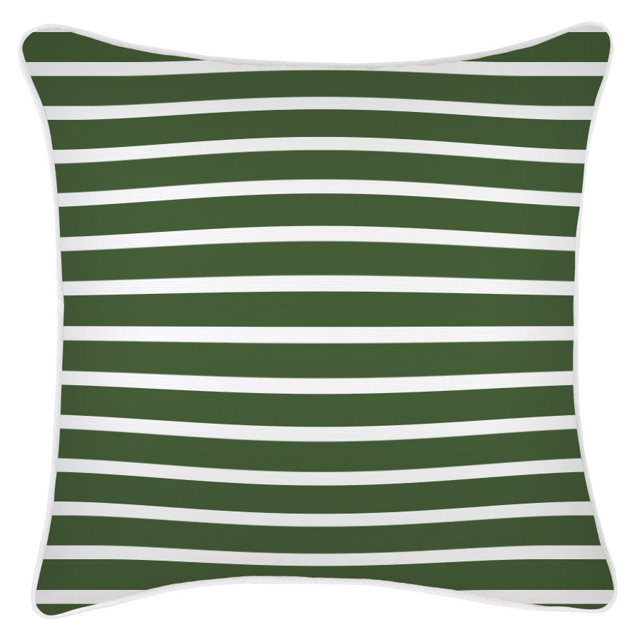 Cushion Cover-With Piping-Hampton Stripe Dark Green White-45cm x 45cm-0