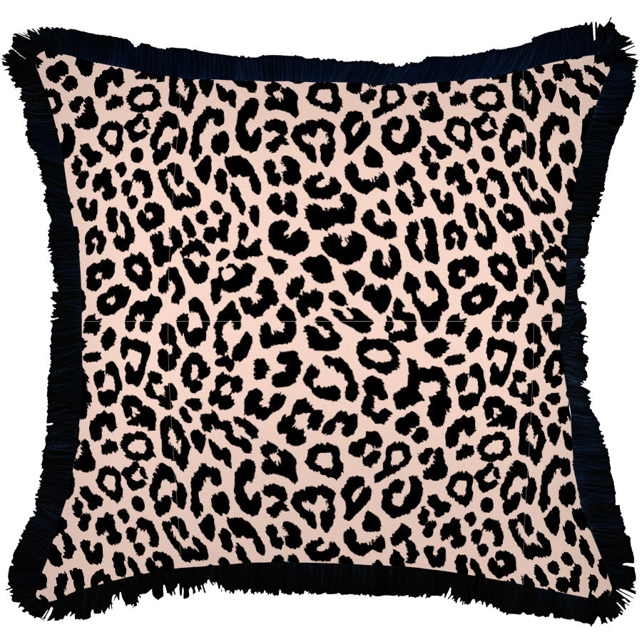 Cushion Cover-Coastal Fringe Black-Jungle Peach-60cm x 60cm-0