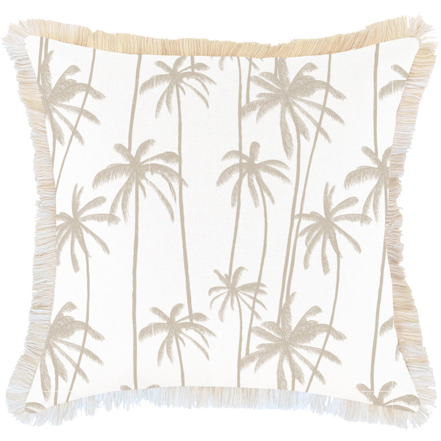 Cushion Cover-Coastal Fringe-Tall Palms Beige-60cm x 60cm-0