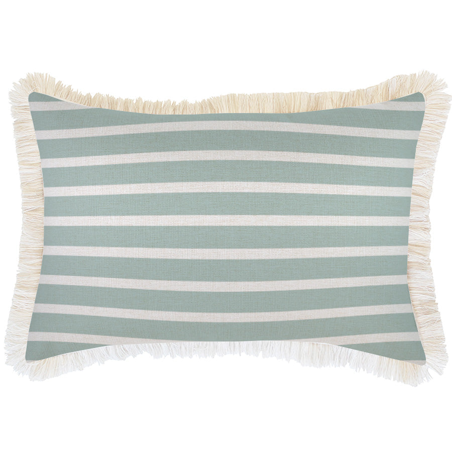Cushion Cover-Coastal Fringe-Hampton Stripe Seafoam-35cm x 50cm-0