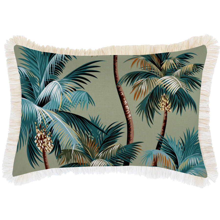 Cushion Cover-Coastal Fringe-Palm Trees Sage-35cm x 50cm-0