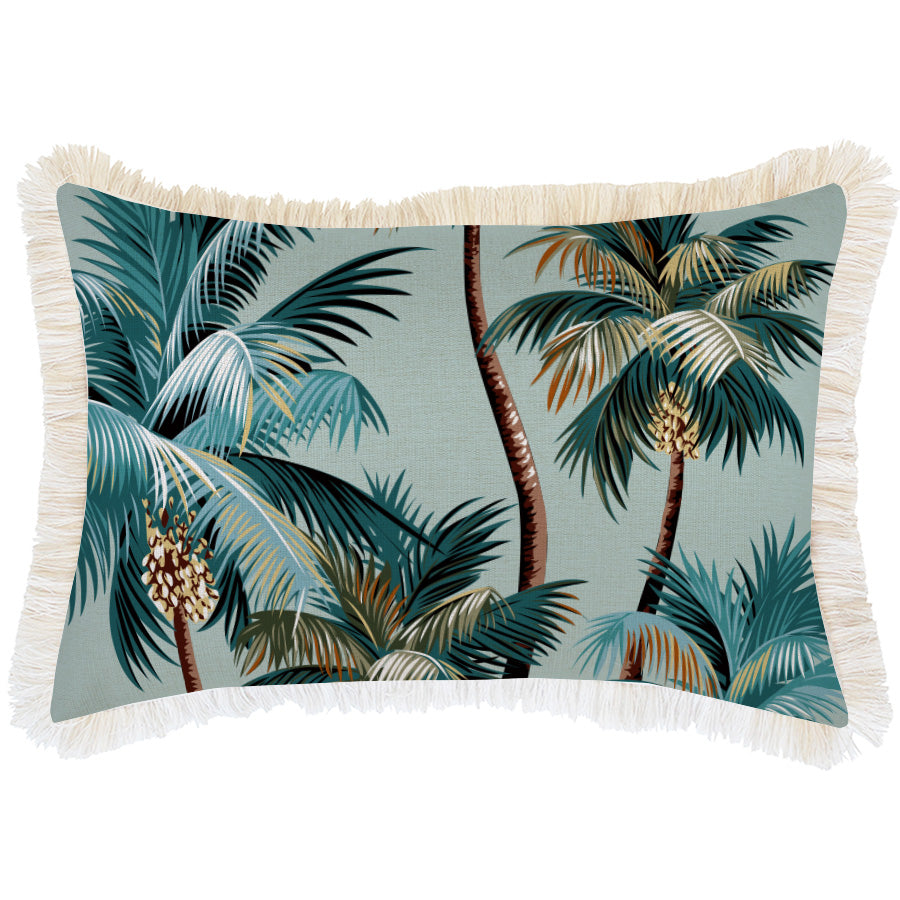 Cushion Cover-Coastal Fringe-Palm Trees Seafoam-35cm x 50cm-0