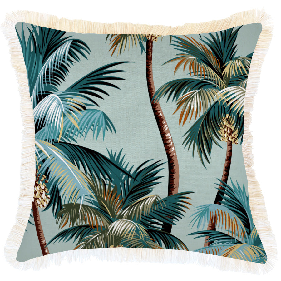 Cushion Cover-Coastal Fringe-Palm Trees Seafoam-45cm x 45cm-0