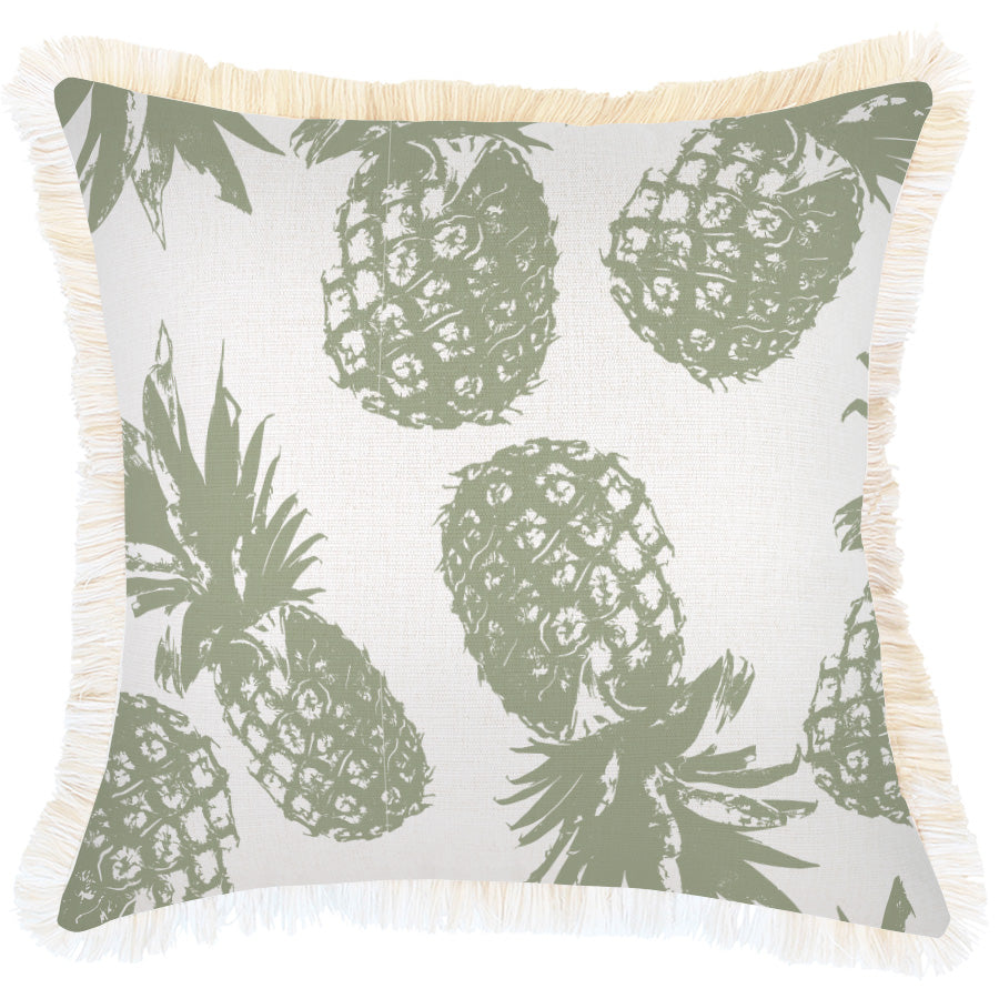 Cushion Cover-Coastal Fringe-Pineapples Sage-45cm x 45cm-0