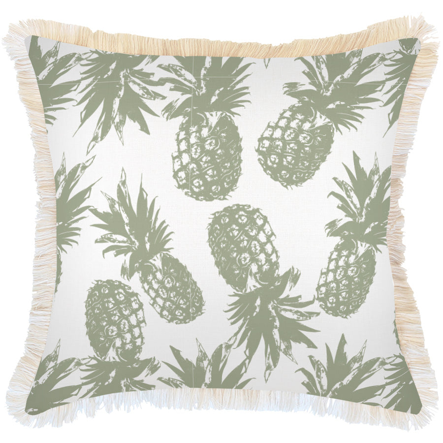 Cushion Cover-Coastal Fringe-Pineapples Sage-60cm x 60cm-0