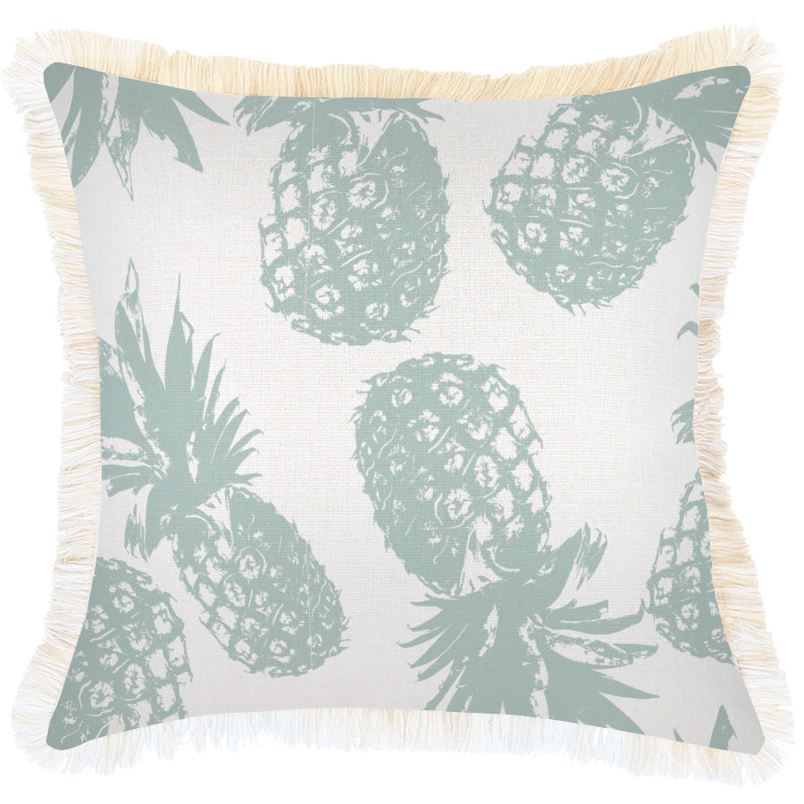 Cushion Cover-Coastal Fringe-Pineapples Seafoam-45cm x 45cm-0