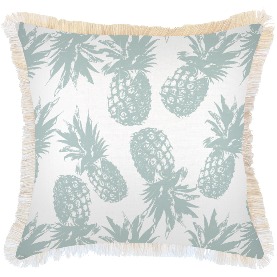 Cushion Cover-Coastal Fringe-Pineapples Seafoam-60cm x 60cm-0